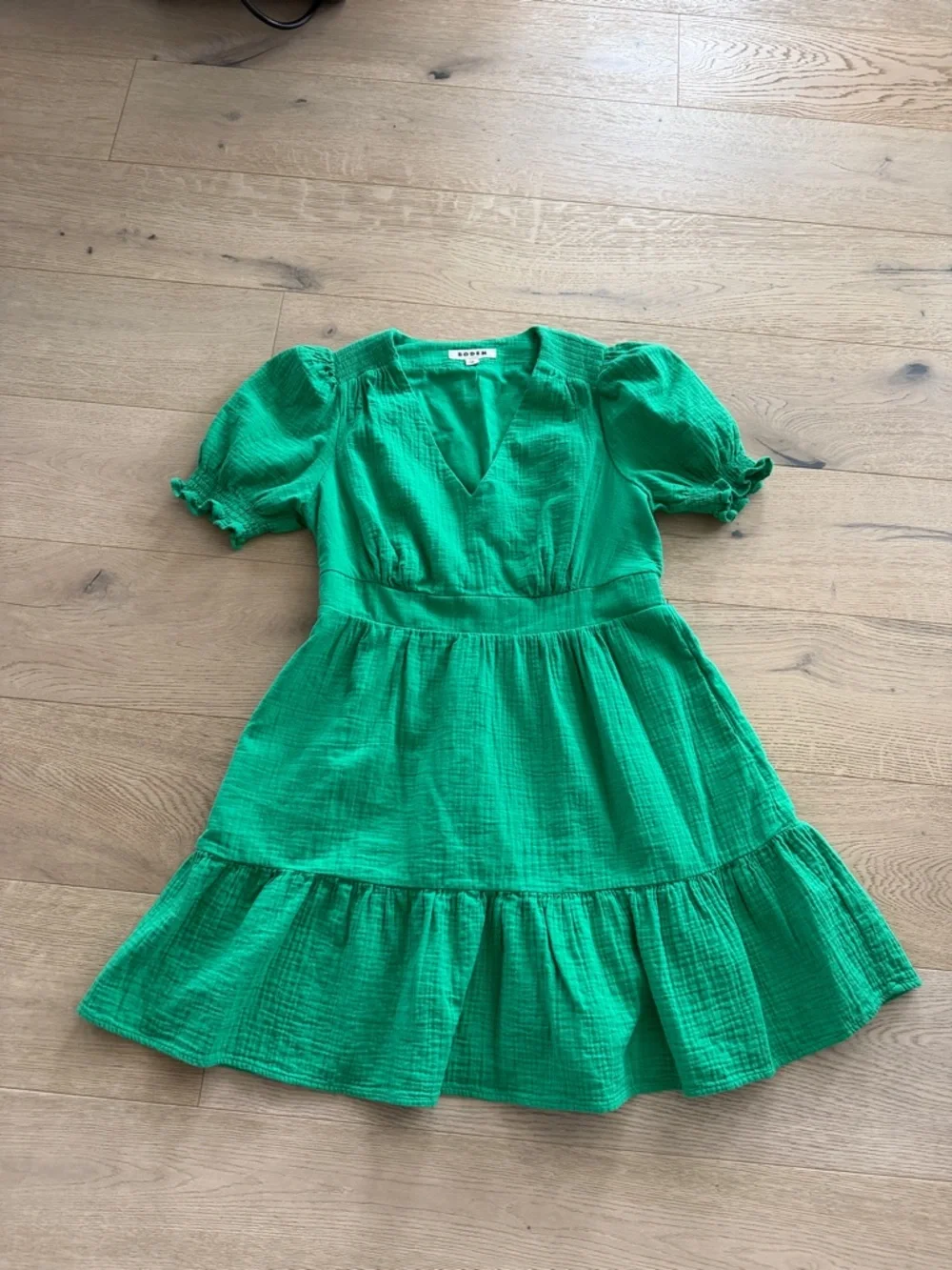 Boden Anna Double Cloth Short Dress US Size 10P Bright Green Gauze Spring Summer - Picture 8 of 10